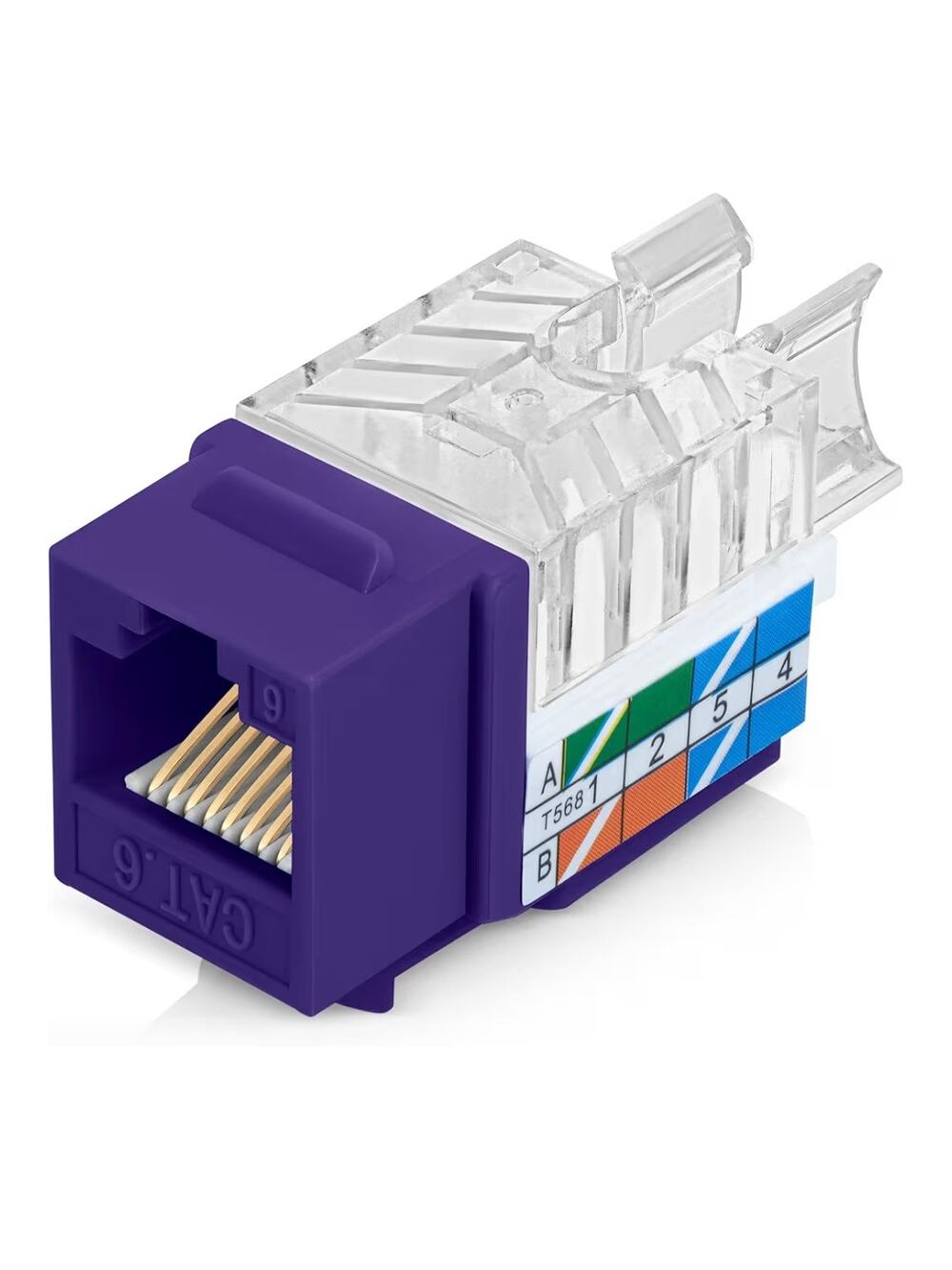 Everest Cat6 Keystone Jacks 45° Angled RJ45 Purple 40 Pack Slim